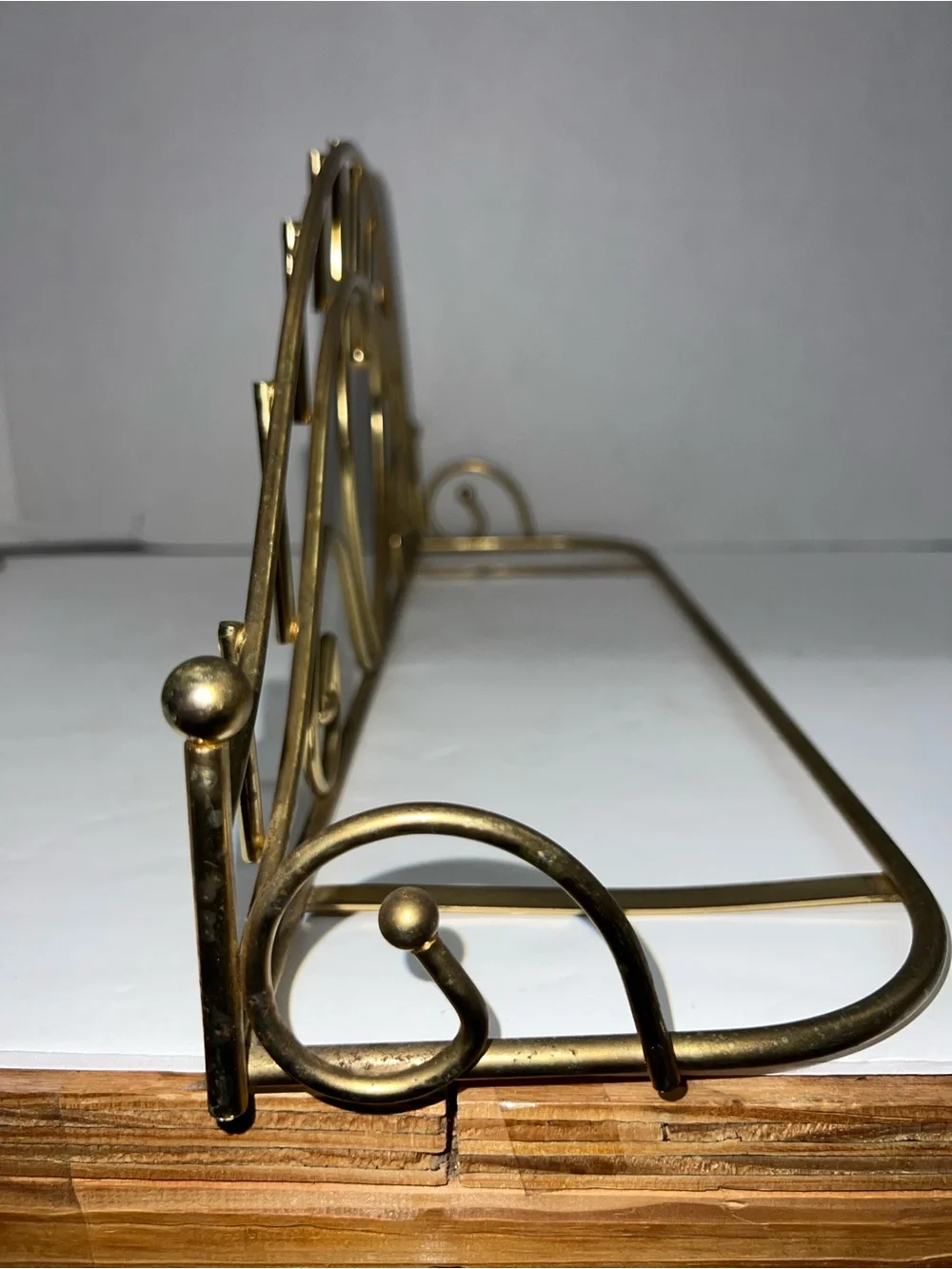 Vintage Gold Metal Heart Wall Shelf Brass Cottagecore